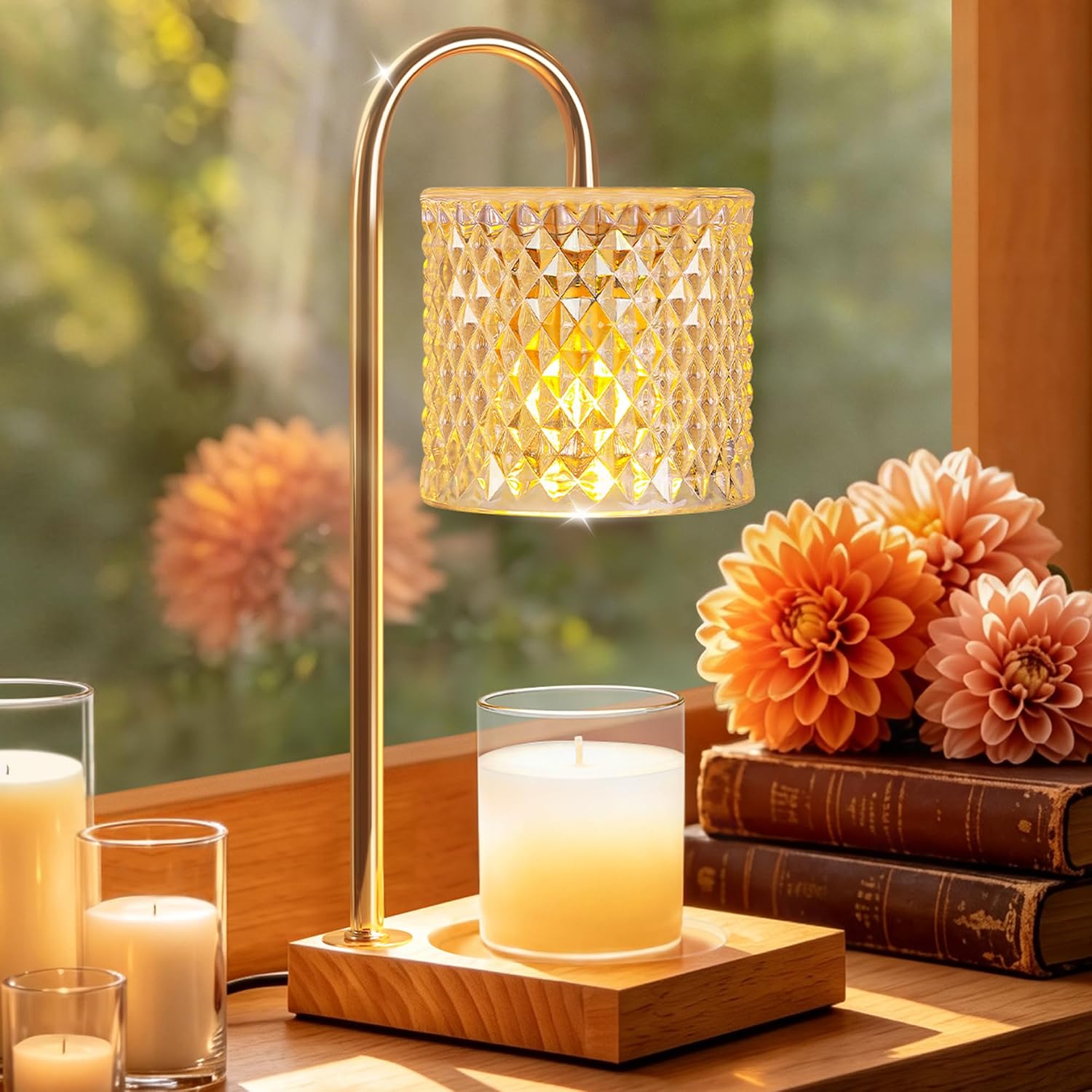 Amber Jar Candle - Zamanlayıcılı ve kısma ayarlı mum ısıtıcısı,
