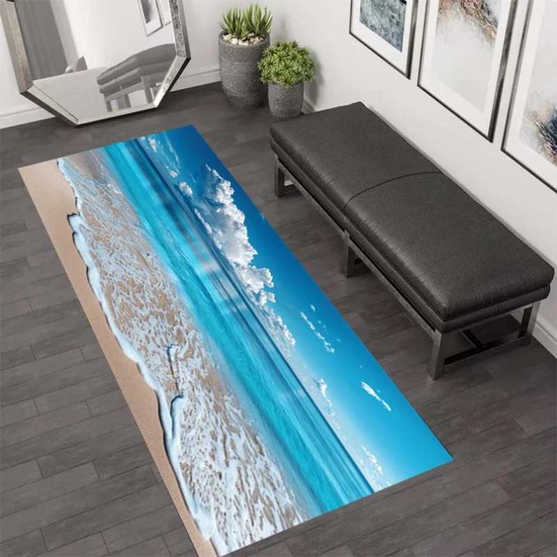 Home Fragrance Ocean Breeze - 3D Okyanus-Gökyüzü Gradyan Halı, Fotoğrafik Plaj