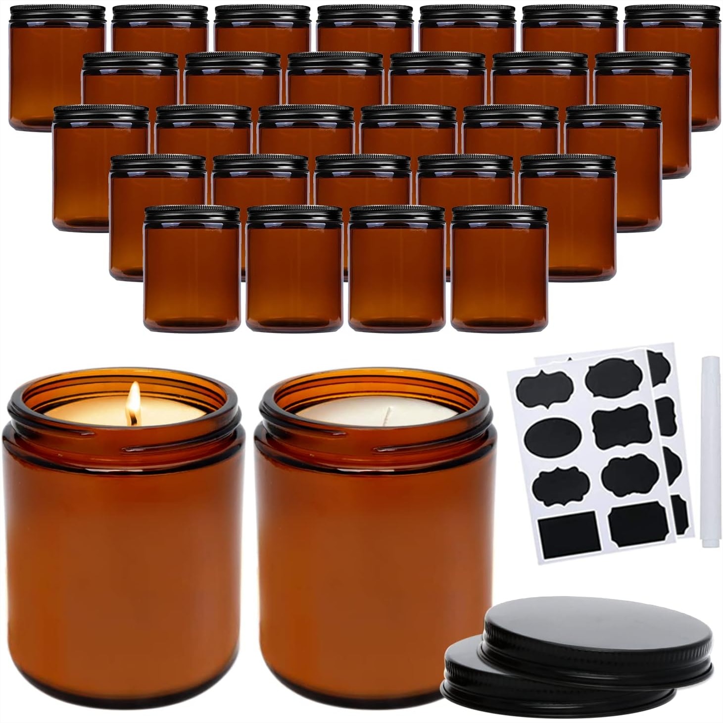 Amber Jar Candle - 30'lu Paket 8oz (250ml) Amber Cam