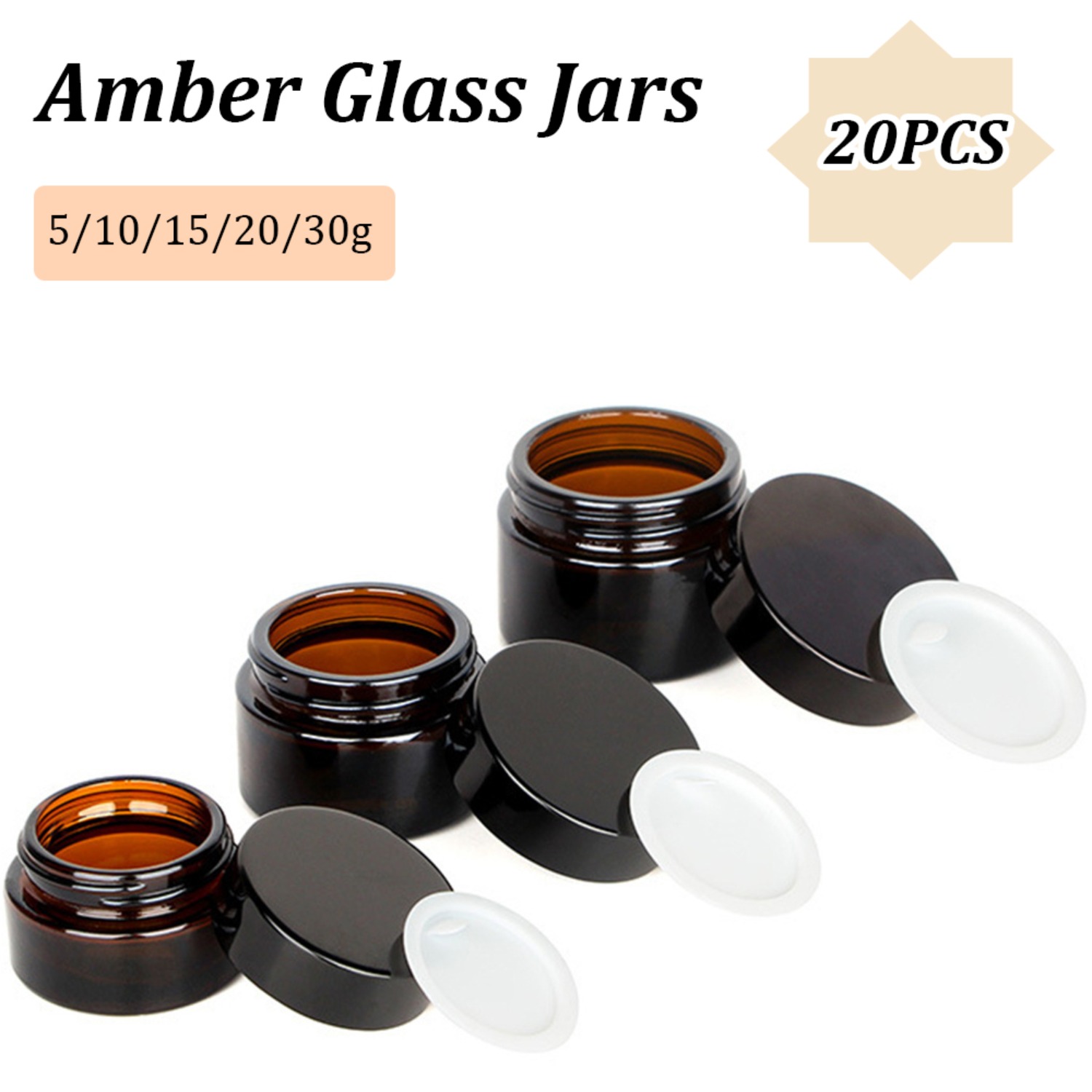 Amber Jar Candle - 20 adet küçük amber cam kavanoz