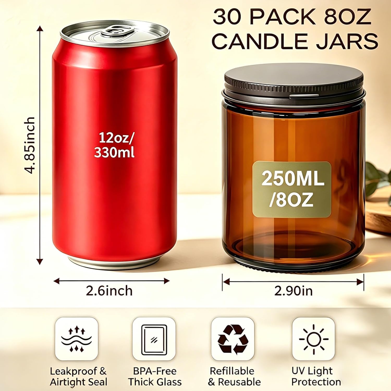 30'lu Paket 8oz (250ml) Amber  - Amber Jar Candle incelemesi ve fiyatı